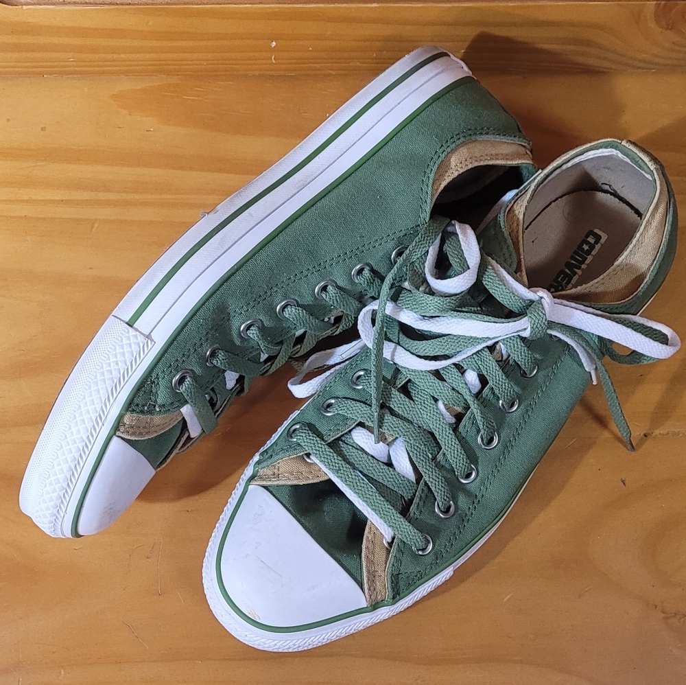 Men's Converse Double Upper Khaki on Khaki Low Tops